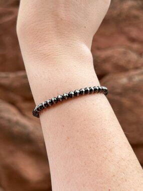 Handmade 5mm Brushed Steel Western Pearl Bracelet